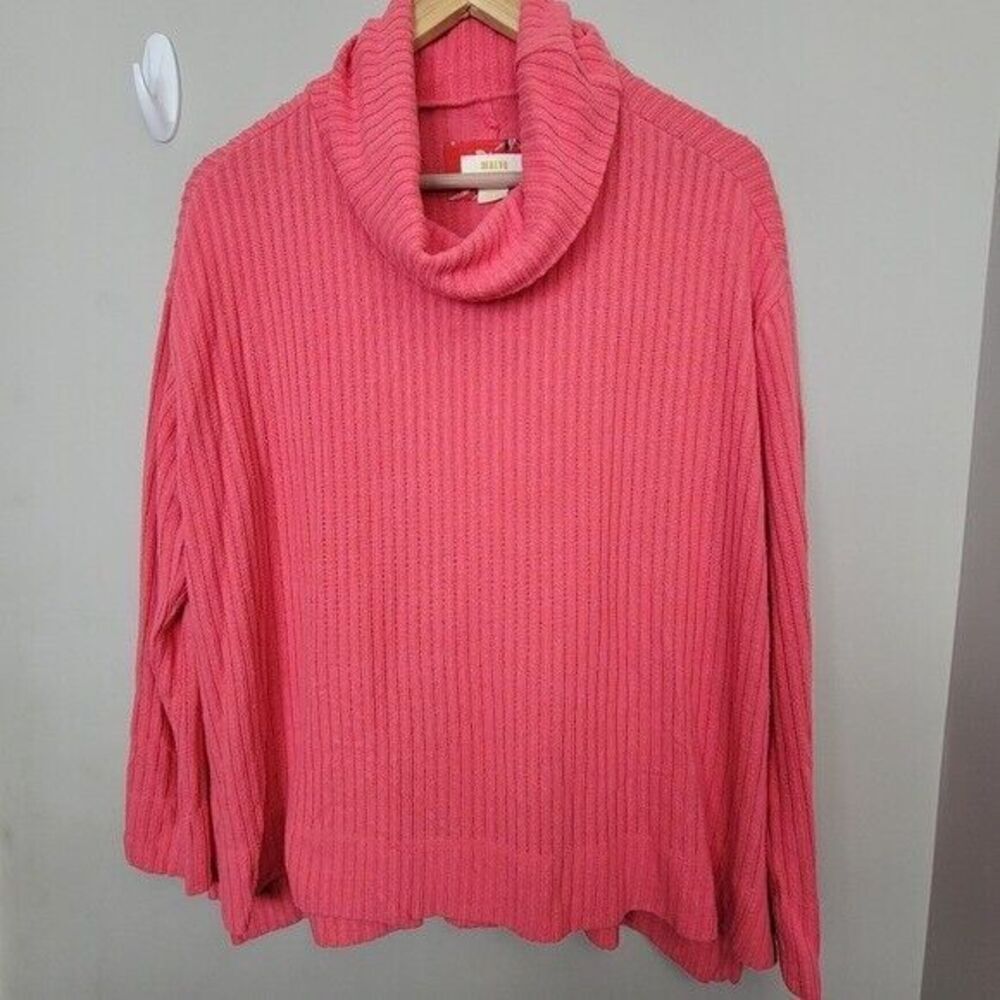 Maeve by Anthropologie Cowl Neck Ribbed Top In Coral Small